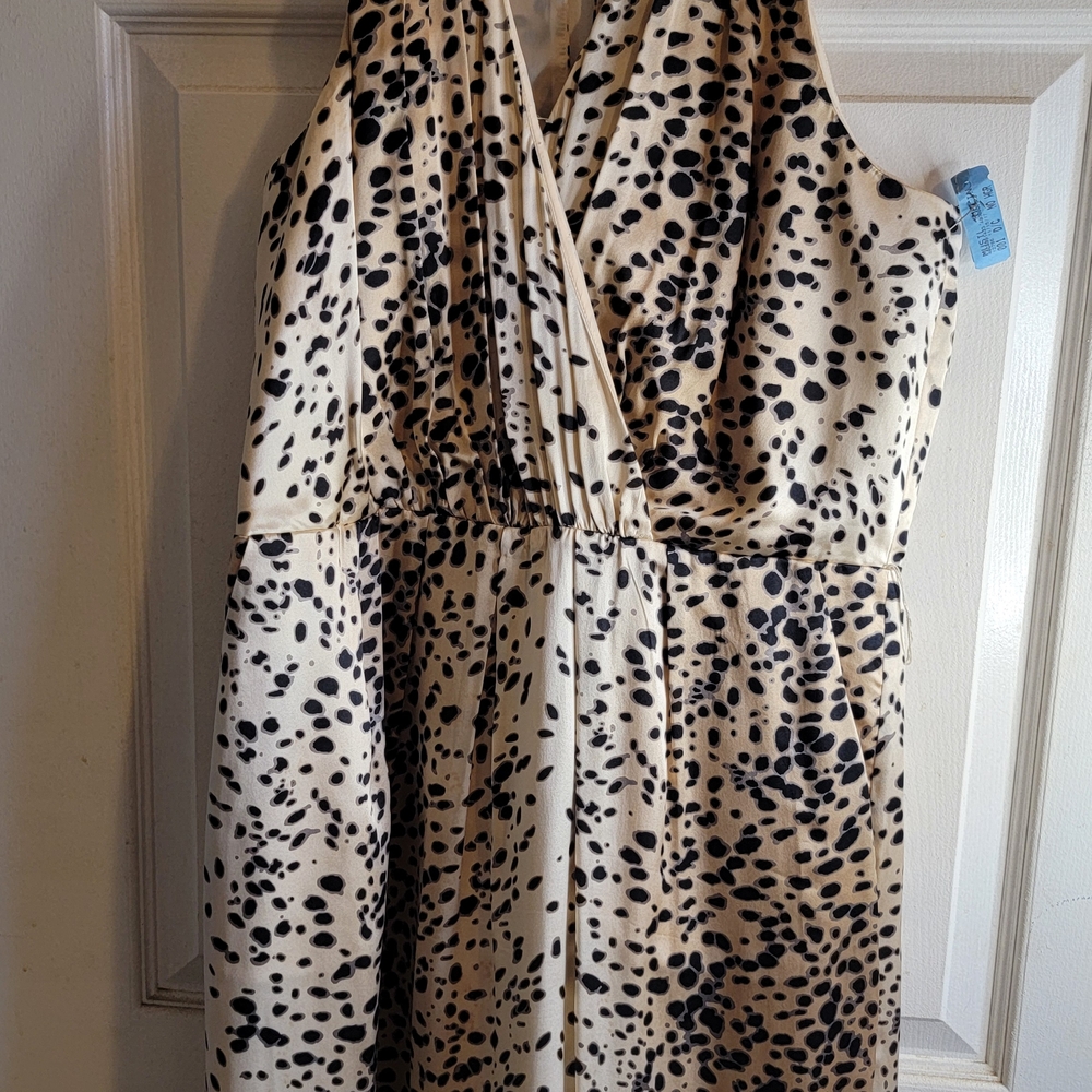 Jones New York Cream and Black Leopard Print Dress